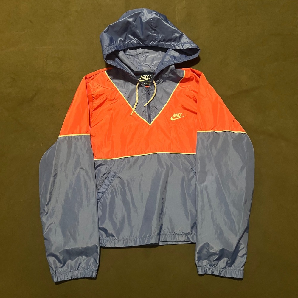 VTG 80s Nike Windbreaker Jacket Womens Medium Blue Pink Colorblock Blue Tag Rare